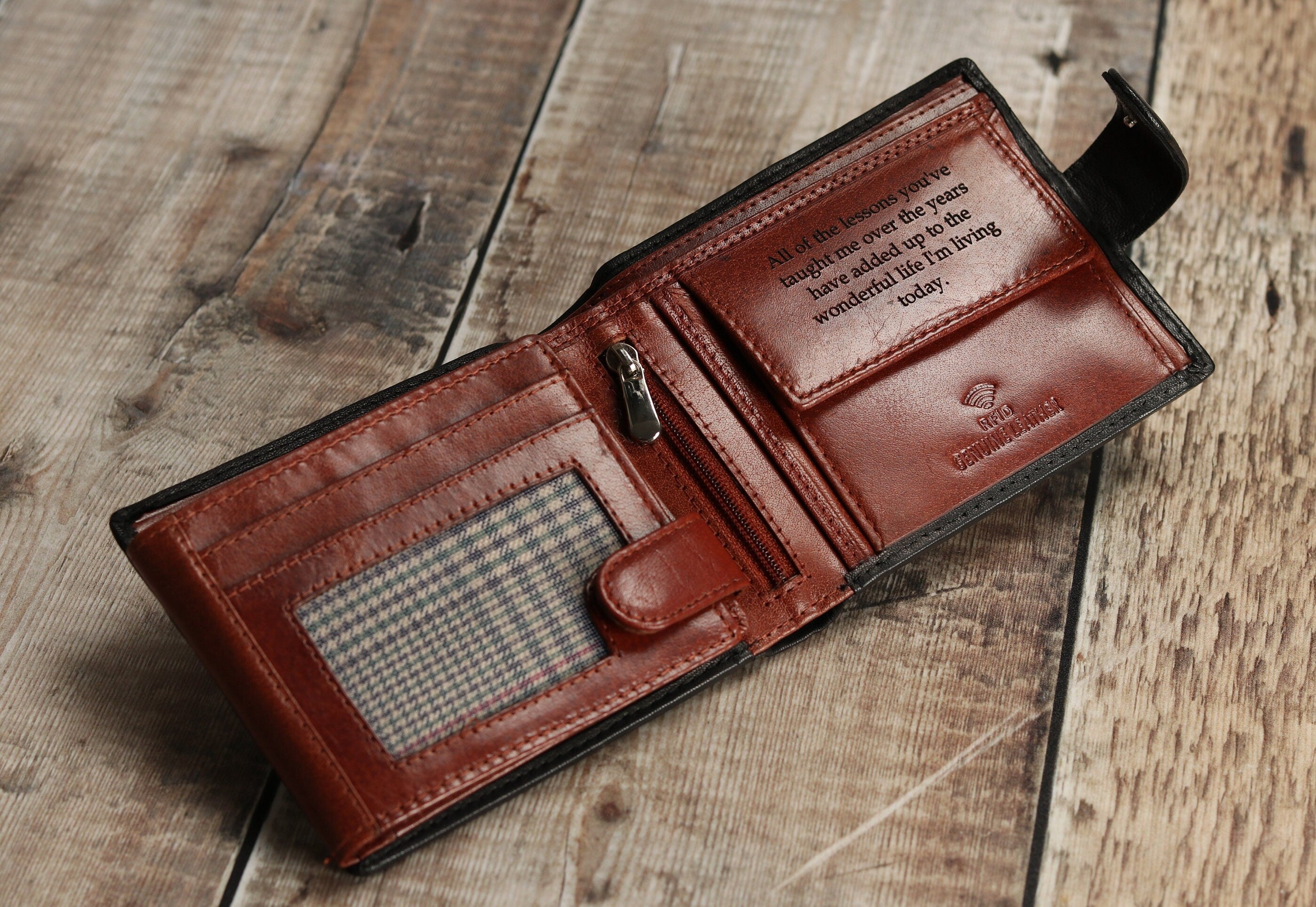 Custom Monogram Engraving, Personalised Mens Wallet, Genuine Soft Leather Wallet, Personalized Engraved Gift for Him, Boyfriend, Dad,Husband