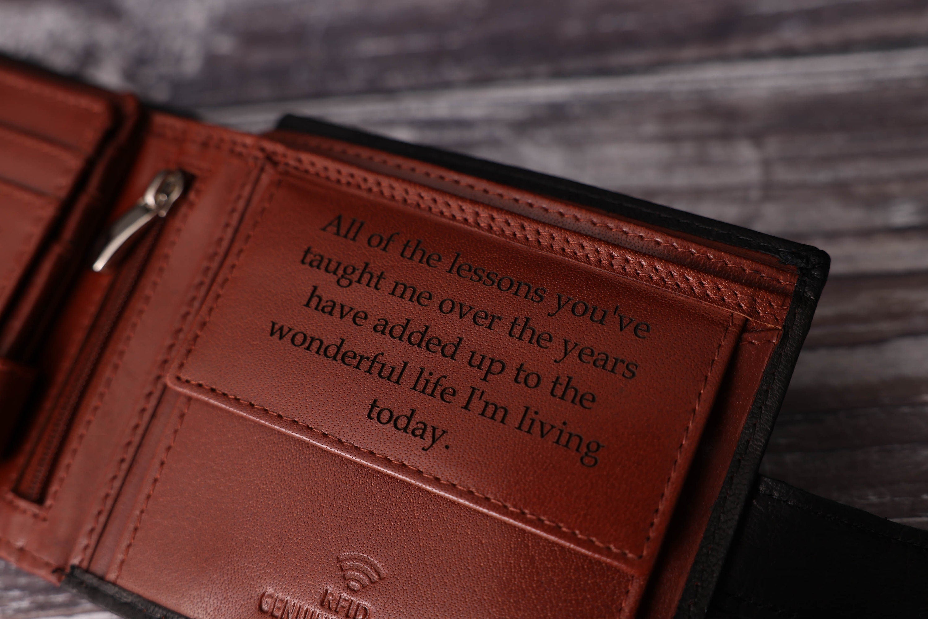 Personalised Men's Wallet, Genuine Soft Black Leather Wallet, Personalized Engraved Father's Day Gift for Him, Boyfriend, Dad, Husband