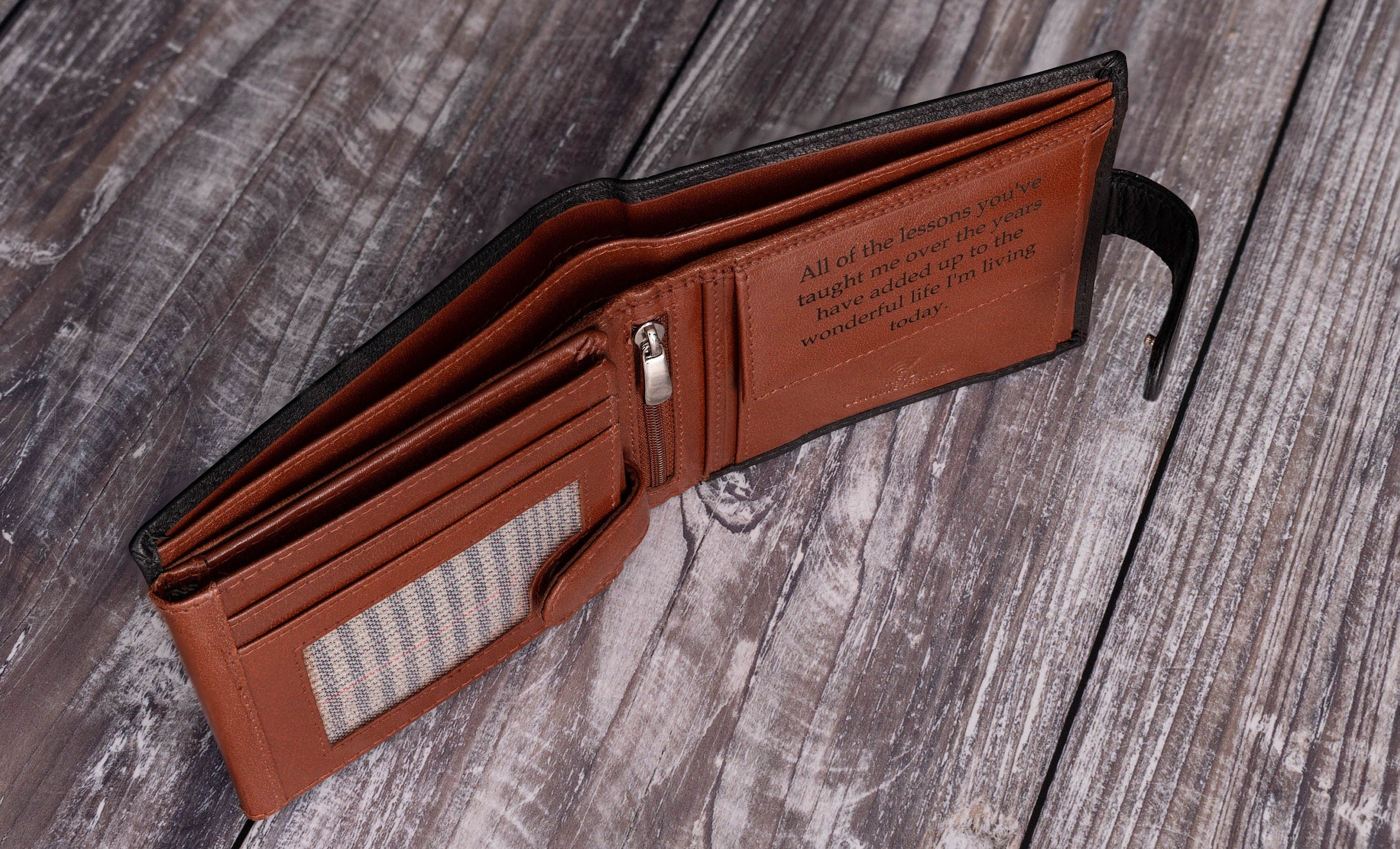 Personalised Men's Wallet, Genuine Soft Black Leather Wallet, Personalized Engraved Father's Day Gift for Him, Boyfriend, Dad, Husband