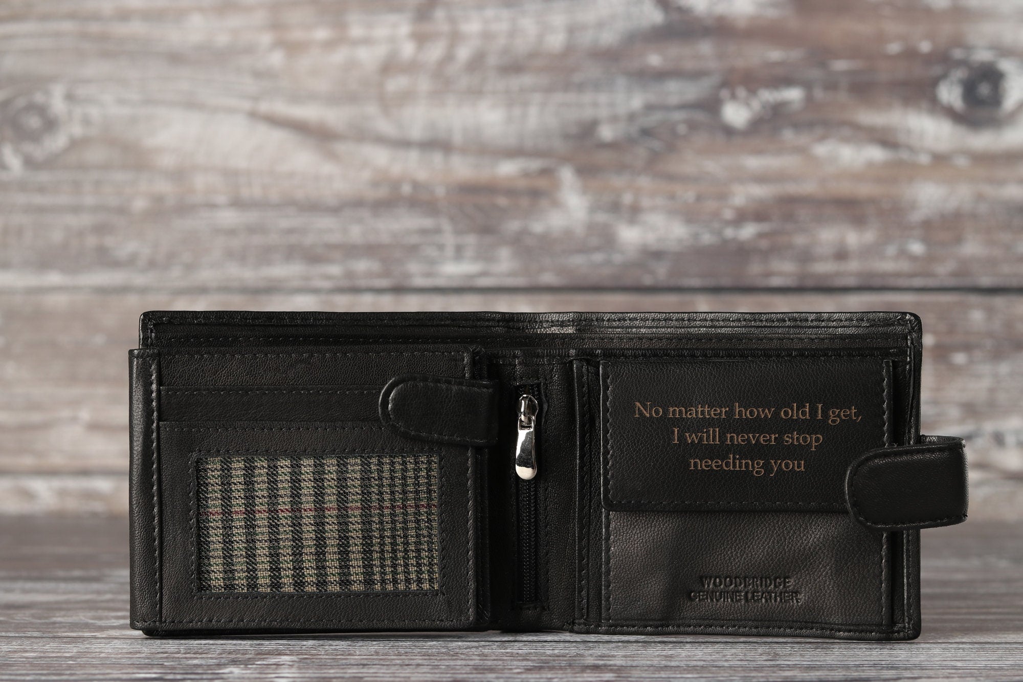Personalised Men's Wallet, Genuine Soft Black Leather Wallet, Personalized Engraved Father's Day Gift for Him, Boyfriend, Dad, Husband
