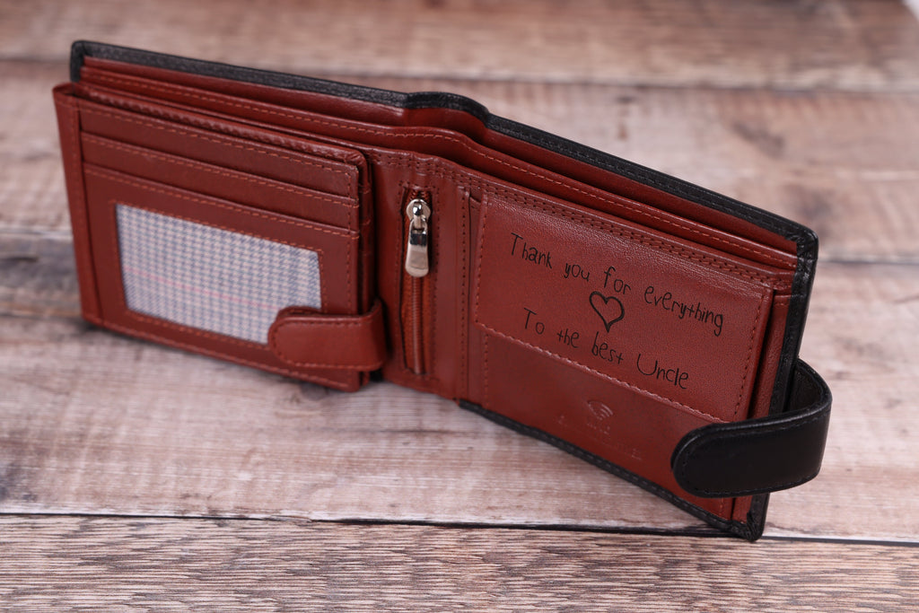 Personalised Custom Handwritten Engraved Leather Wallet, Father's Day Gift for Dad, Boyfriend, Husband, Men's Genuine Soft Leather Wallet