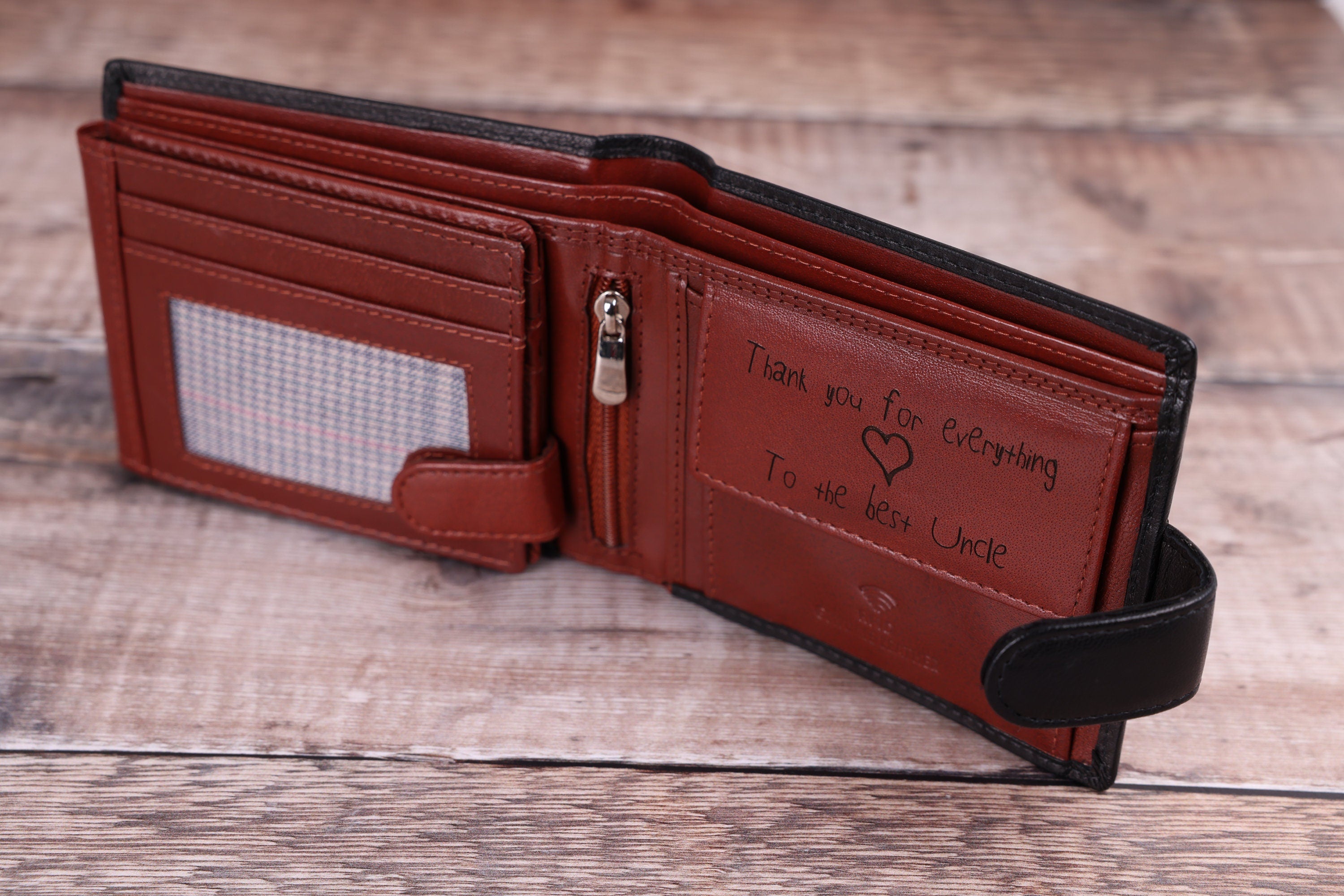 Personalised Custom Handwritten Engraved Leather Wallet, Father's Day Gift for Dad, Boyfriend, Husband, Men's Genuine Soft Leather Wallet