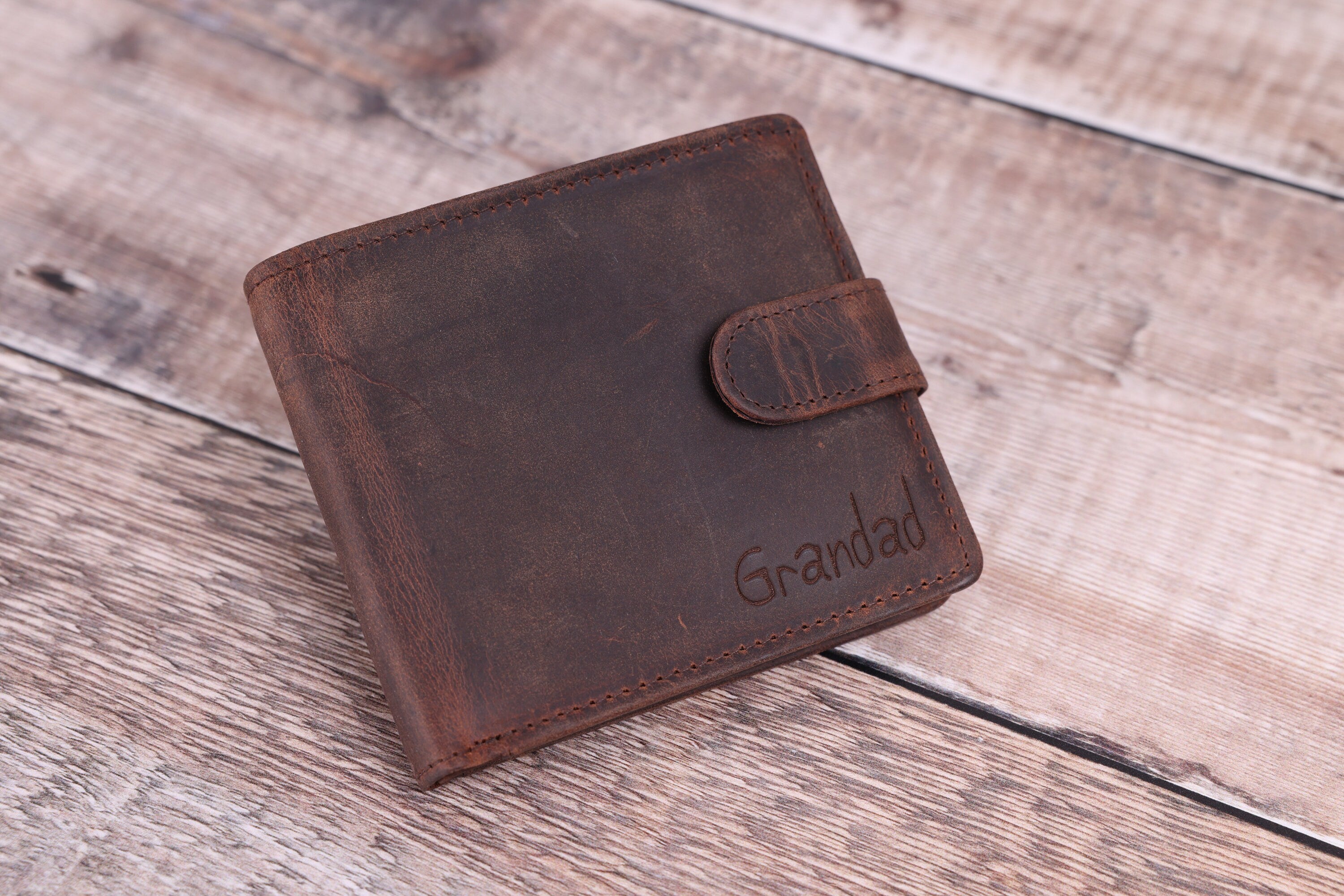 Custom Handwritten Engraved Wallet, Personalized Bifold Brown Real Leather Wallet, Personalised Father's Day Gift for Dad, Boyfriend,Husband