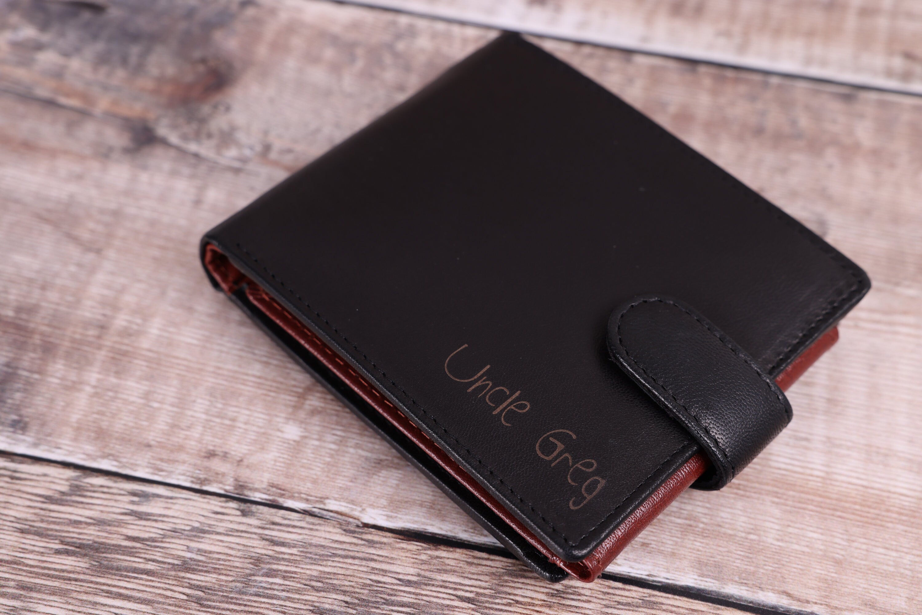 Personalised Custom Handwritten Engraved Leather Wallet, Father's Day Gift for Dad, Boyfriend, Husband, Men's Genuine Soft Leather Wallet
