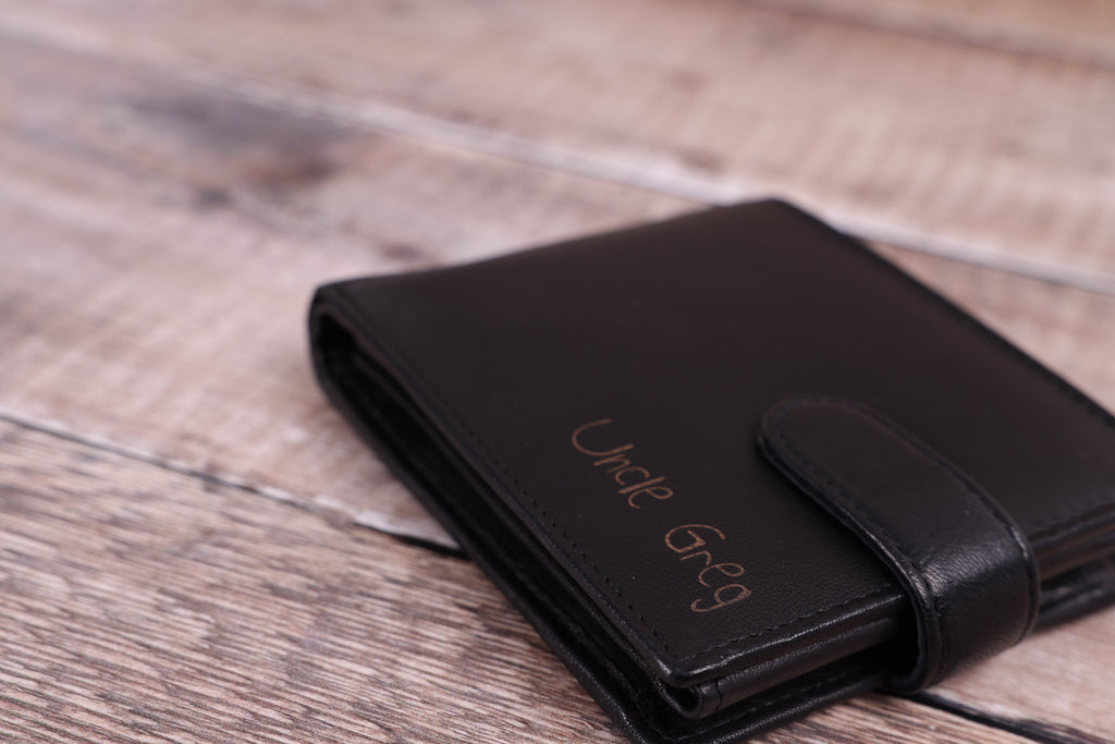 Personalised Custom Handwritten Engraved Leather Wallet, Father's Day Gift for Dad, Boyfriend, Husband, Men's Genuine Soft Leather Wallet