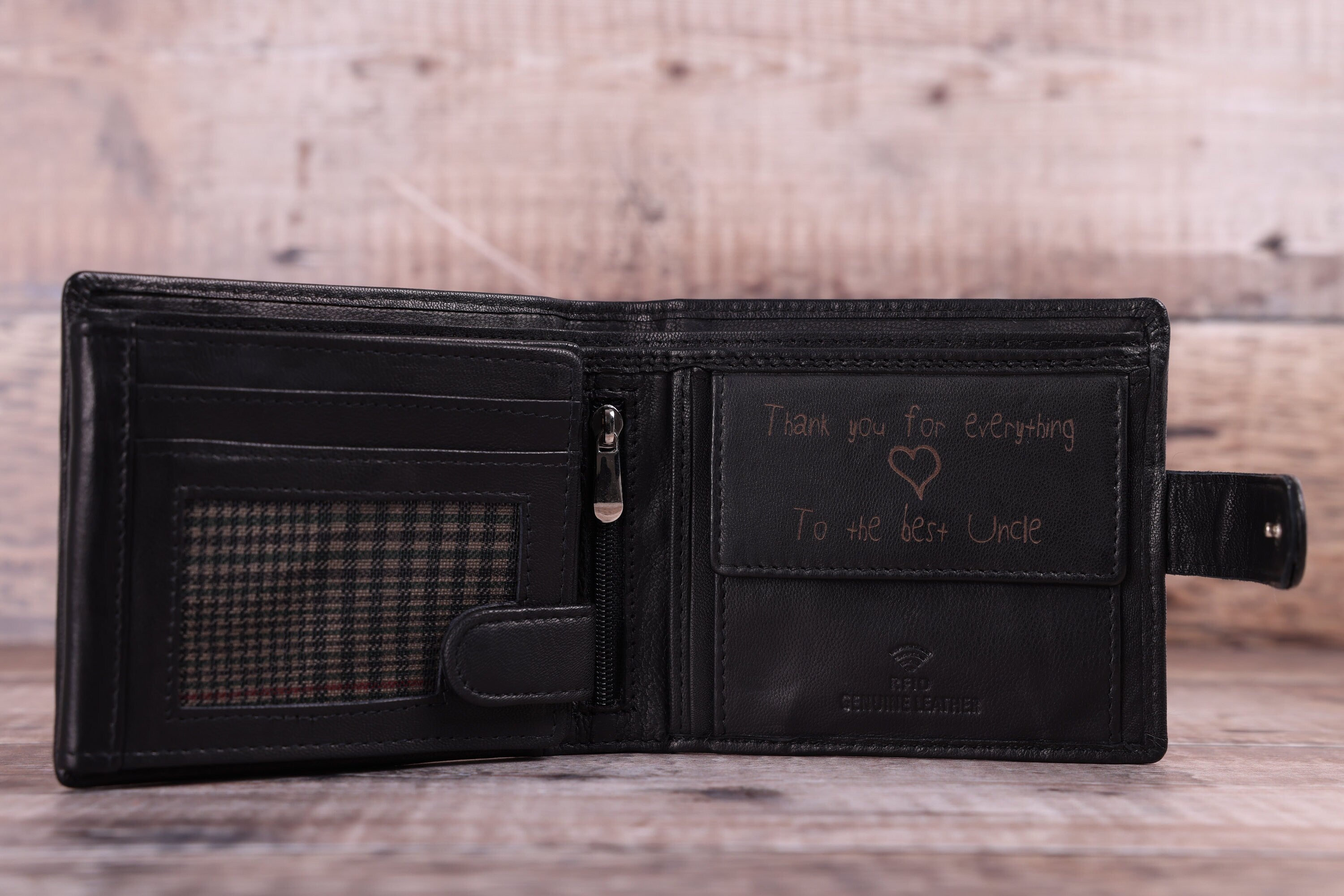 Personalised Custom Handwritten Engraved Leather Wallet, Father's Day Gift for Dad, Boyfriend, Husband, Men's Genuine Soft Leather Wallet