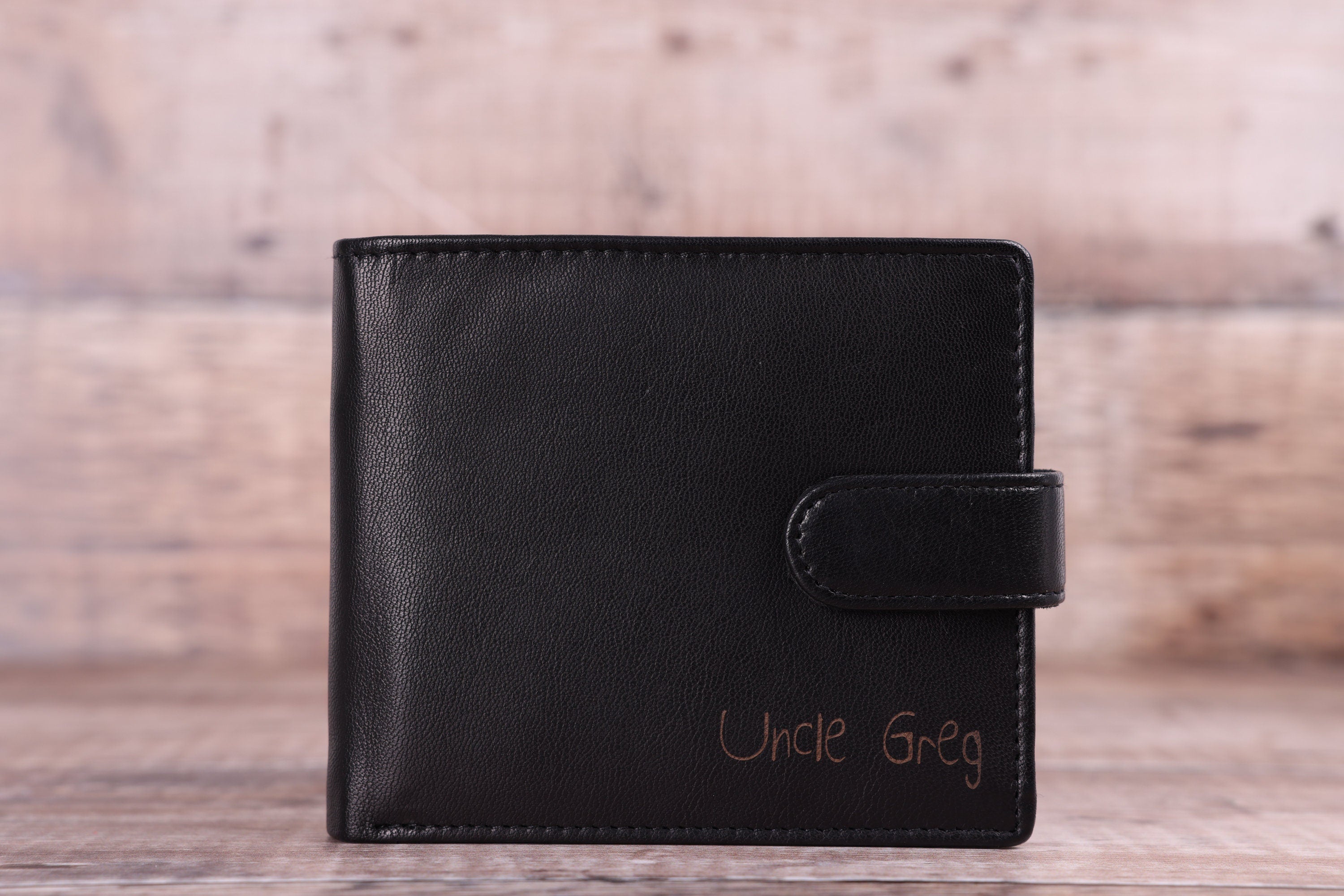 Personalised Custom Handwritten Engraved Leather Wallet, Father's Day Gift for Dad, Boyfriend, Husband, Men's Genuine Soft Leather Wallet