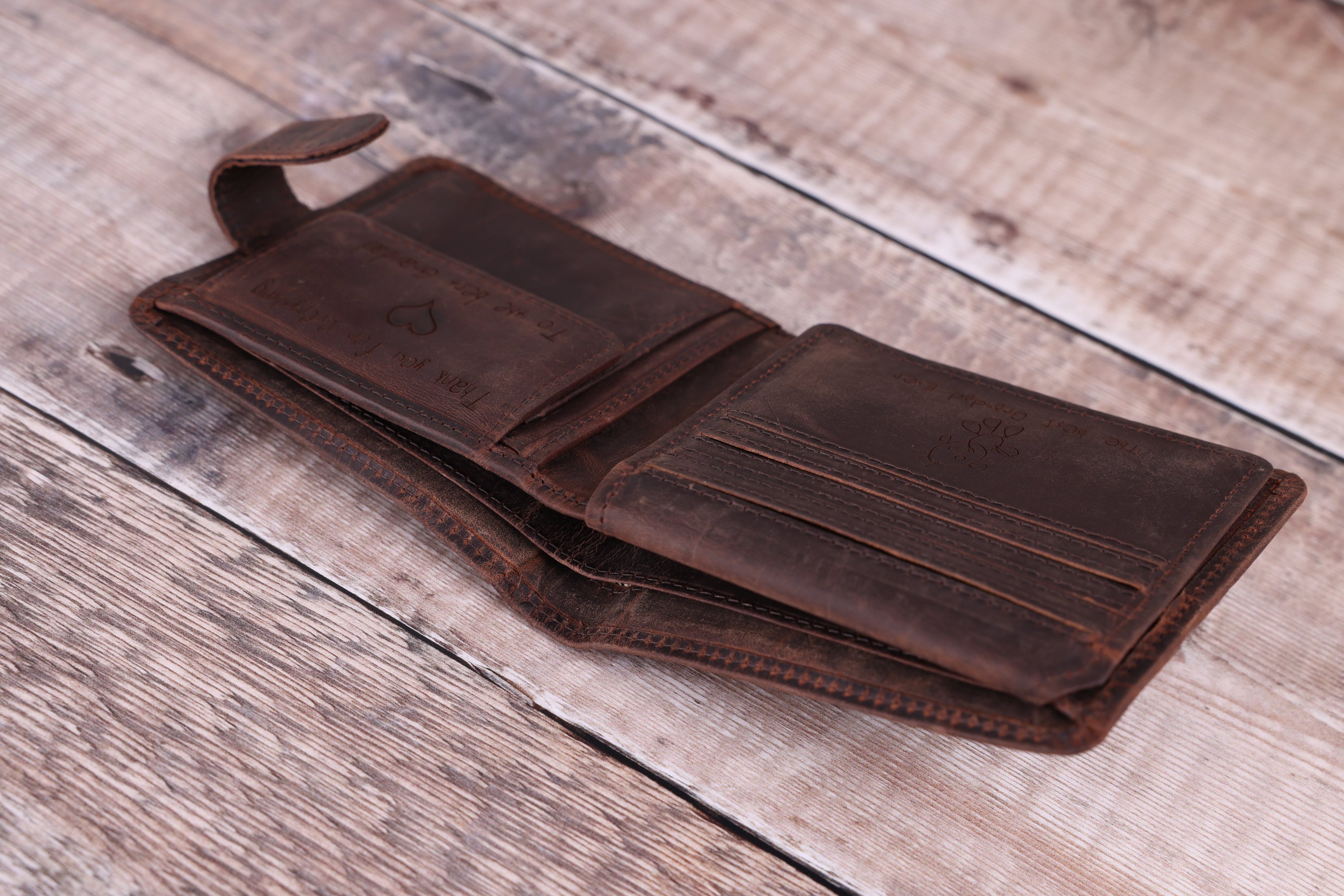 Custom Handwritten Engraved Wallet, Personalized Bifold Brown Real Leather Wallet, Personalised Father's Day Gift for Dad, Boyfriend,Husband