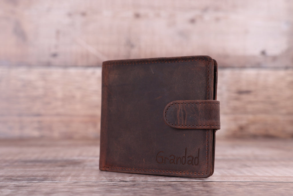 Custom Handwritten Engraved Wallet, Personalized Bifold Brown Real Leather Wallet, Personalised Father's Day Gift for Dad, Boyfriend,Husband