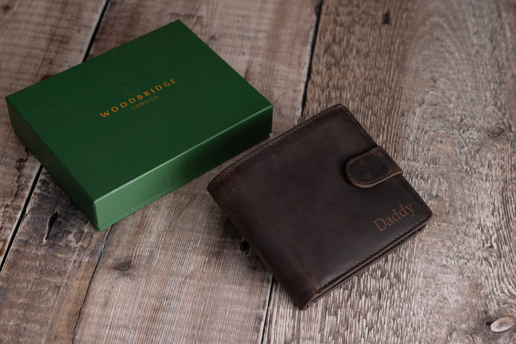 Custom Handwritten Engraved Wallet, Personalized Bifold Brown Real Leather Wallet, Personalised Father's Day Gift for Dad, Boyfriend,Husband