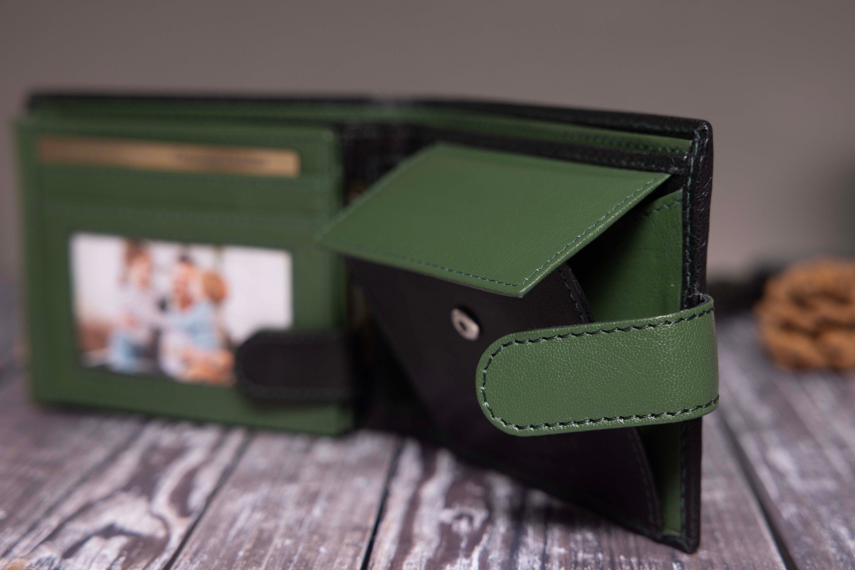 Personalised Men's Wallet, Genuine Soft Black Leather Wallet, Personalized Father's Day Gift for Him, Boyfriend, Husband, Dad, Wedding Gift