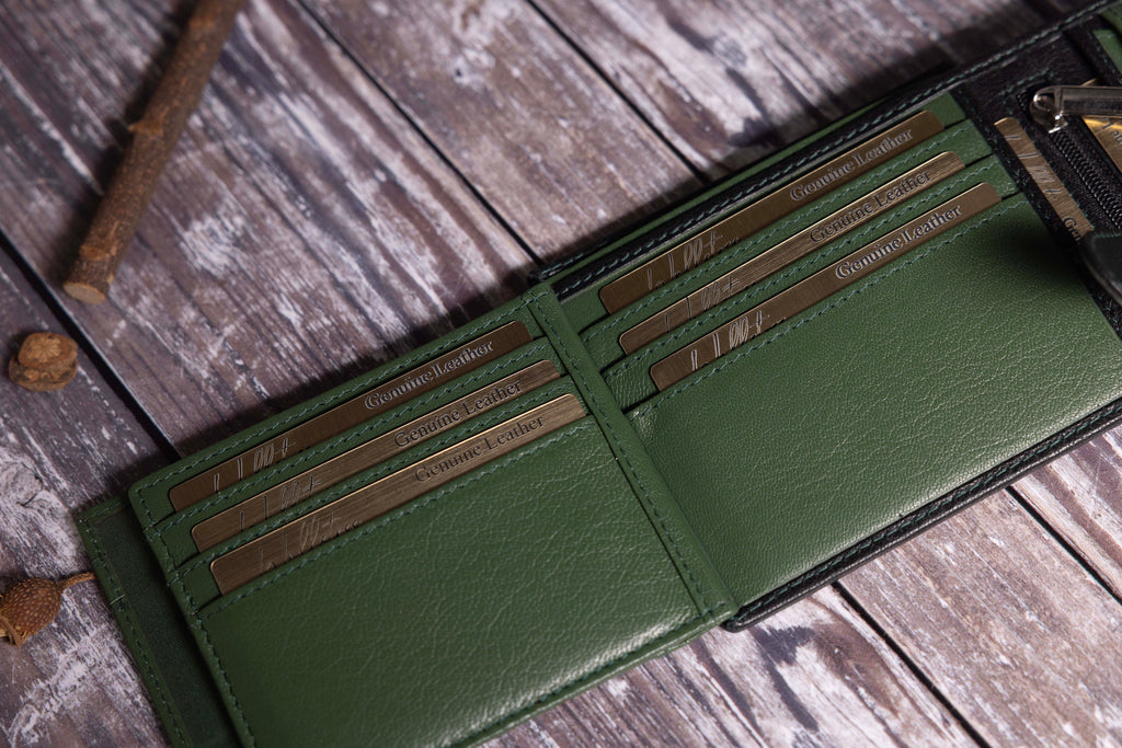 Personalised Men's Wallet, Genuine Soft Black Leather Wallet, Personalized Father's Day Gift for Him, Boyfriend, Husband, Dad, Wedding Gift