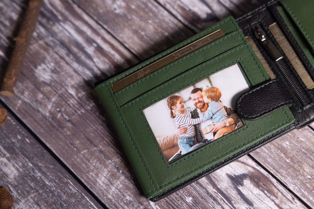 Personalised Men's Wallet, Genuine Soft Black Leather Wallet, Personalized Father's Day Gift for Him, Boyfriend, Husband, Dad, Wedding Gift