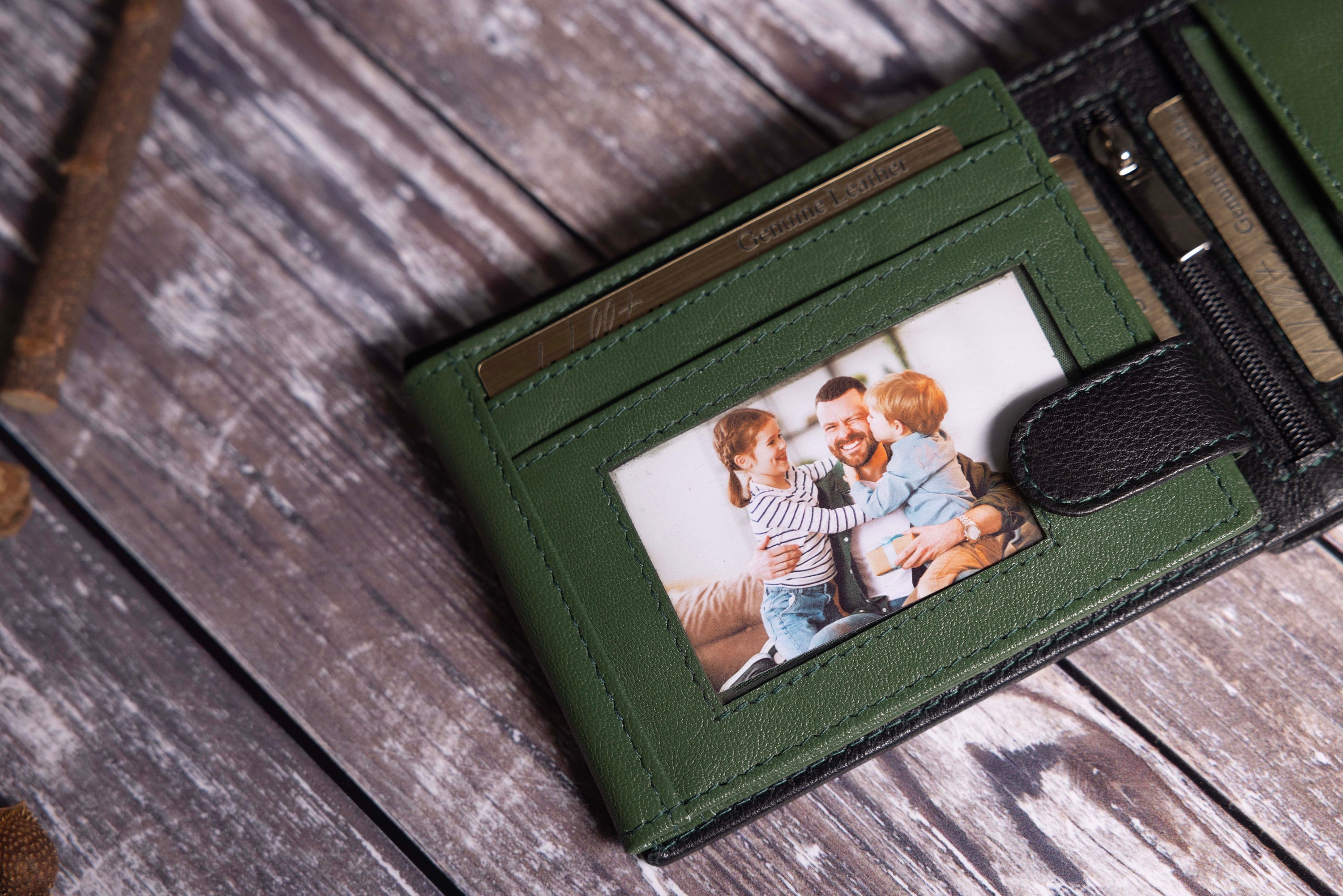 Personalised Men's Wallet, Genuine Soft Black Leather Wallet, Personalized Father's Day Gift for Him, Boyfriend, Husband, Dad, Wedding Gift