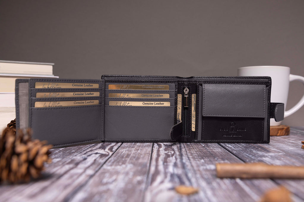 Father's Day Gift, Personalised Men's Wallet, Genuine Soft Black Leather Wallet, Personalized Engraved Gift for Dad, Him, Boyfriend, Husband