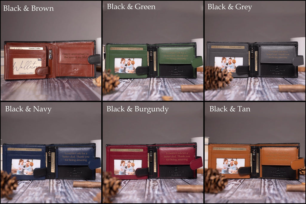 Personalised Men's Wallet, Genuine Soft Black Leather Wallet, Personalized Engraved Father's Day Gift for Him, Boyfriend, Dad, Husband