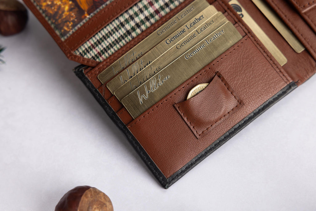 Personalised Men's Wallet, Genuine Soft Black & Brown Leather Wallet, Personalized Custom Engraved Father's Day Gift for Him, Dad, Husband