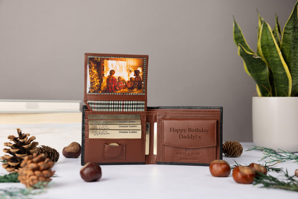Personalised Men's Wallet, Genuine Soft Leather Wallet, Personalized Engraved Birthday Gift for him, dad Boyfriend, Husband, Father's Day
