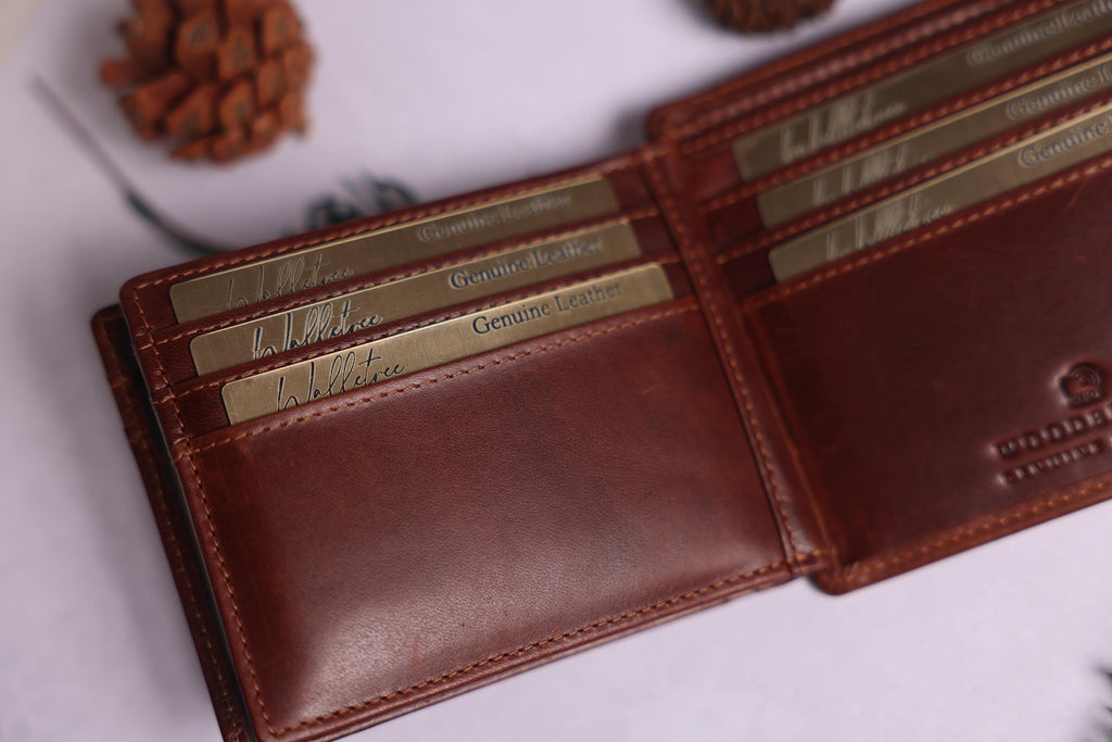 Personalised Men's Bifold Wallet, Brown Real Leather Wallet Personalized Engraved Father's Day Gift for Boyfriend, Anniversary Gift for Dad