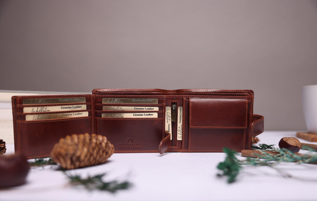 Personalised Men's Bifold Wallet, Brown Real Leather Wallet Personalized Engraved Father's Day Gift for Boyfriend, Anniversary Gift for Dad