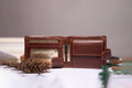 Personalised Men's Bifold Wallet, Brown Real Leather Wallet Personalized Engraved Father's Day Gift for Boyfriend, Anniversary Gift for Dad