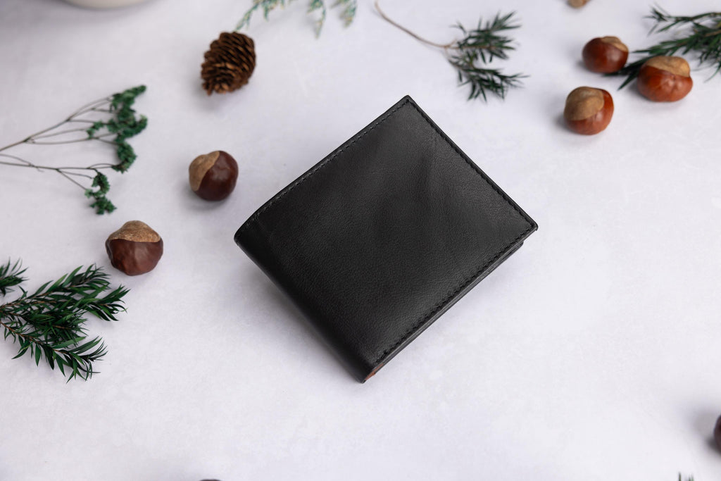 Personalised Men's Wallet, Genuine Soft Black & Brown Leather Wallet, Personalized Custom Engraved Father's Day Gift for Him, Dad, Husband