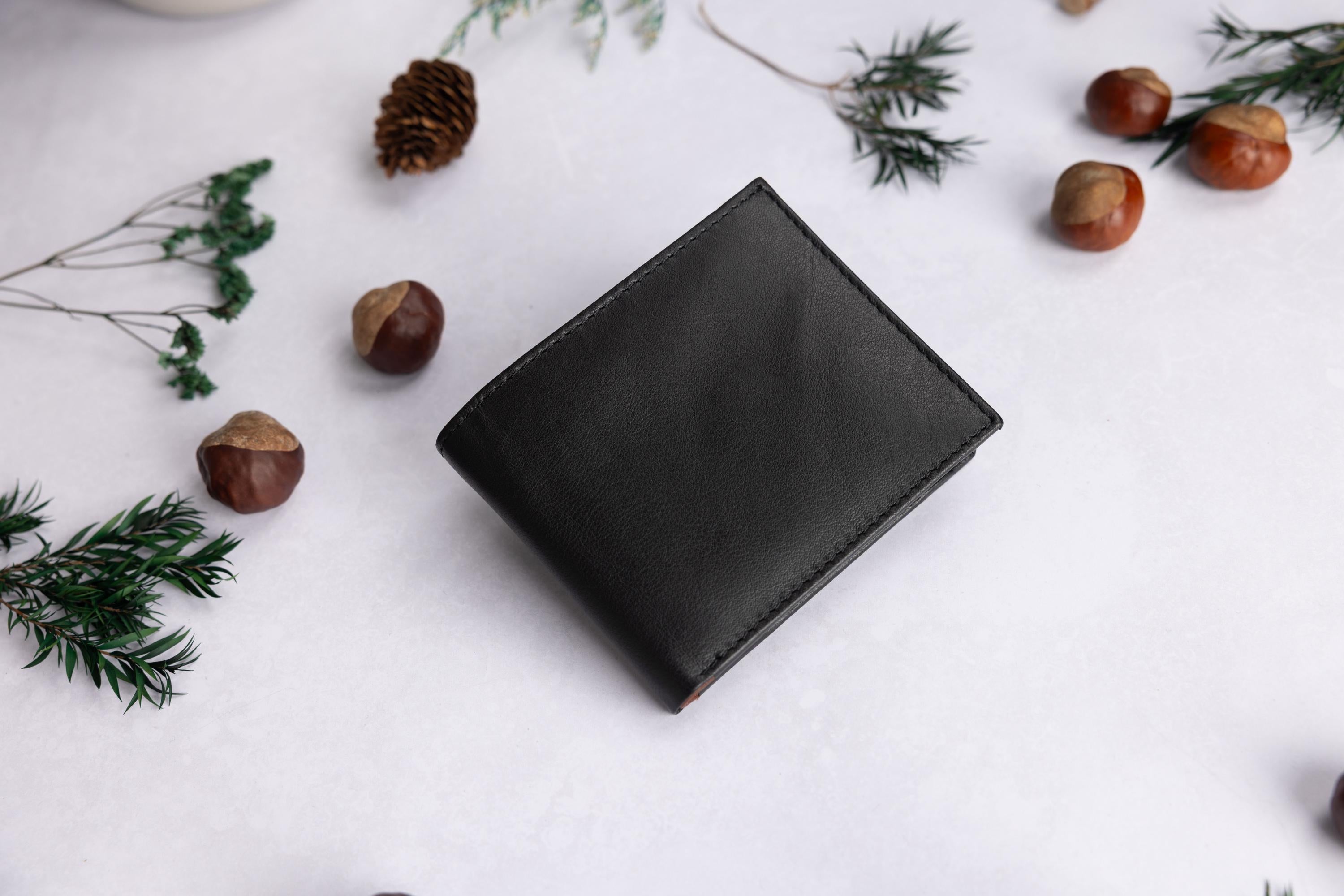 Personalised Men's Wallet, Genuine Soft Black & Brown Leather Wallet, Personalized Custom Engraved Father's Day Gift for Him, Dad, Husband