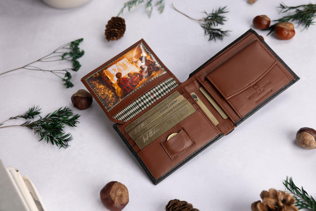 Personalised Men's Wallet, Genuine Soft Black & Brown Leather Wallet, Personalized Custom Engraved Father's Day Gift for Him, Dad, Husband
