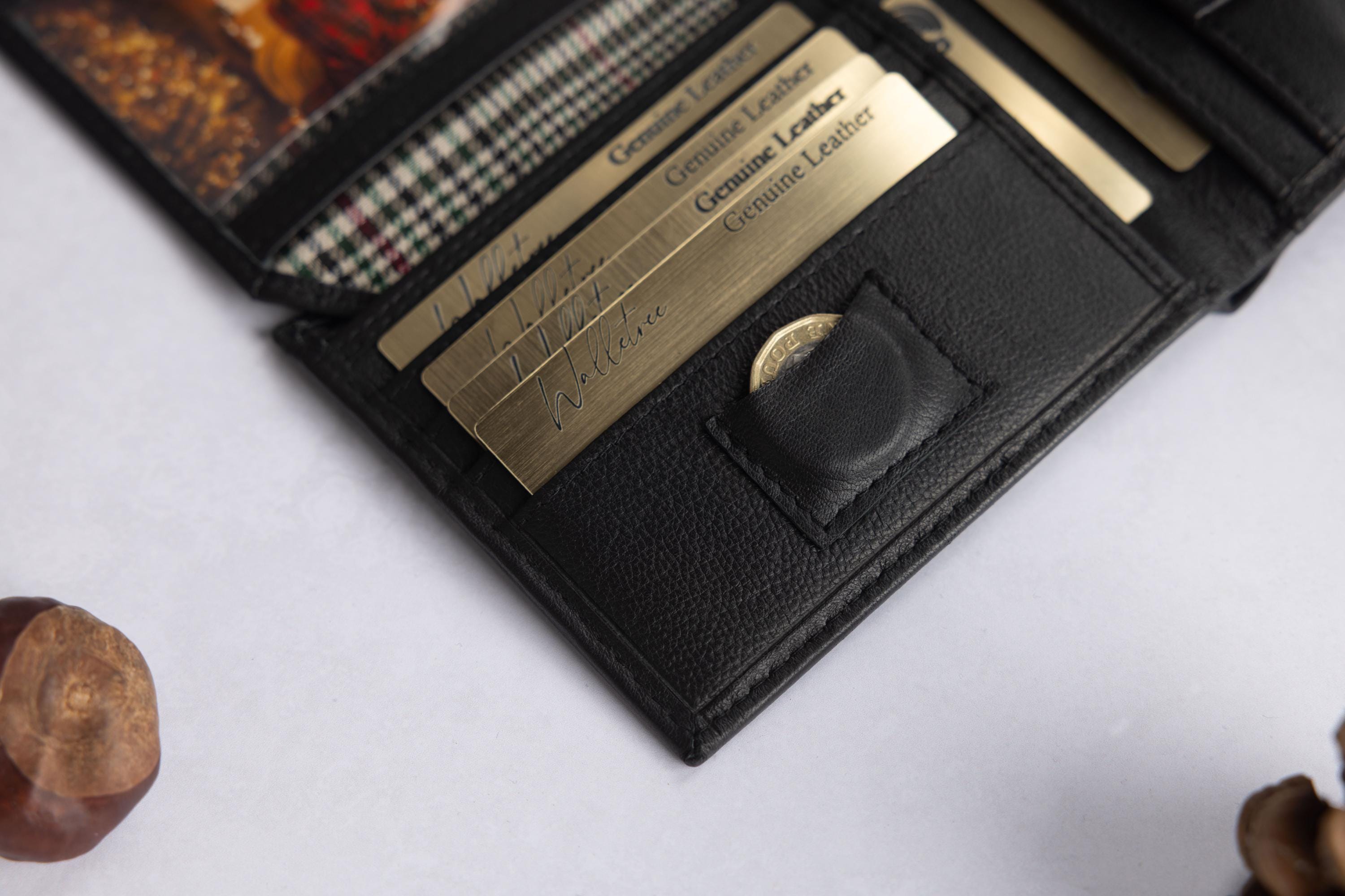 Personalised Men's Wallet, Genuine Soft Black Leather Wallet, Personalized engraved Father's Day Gift for him, Boyfriend, Dad, Birthday Gift