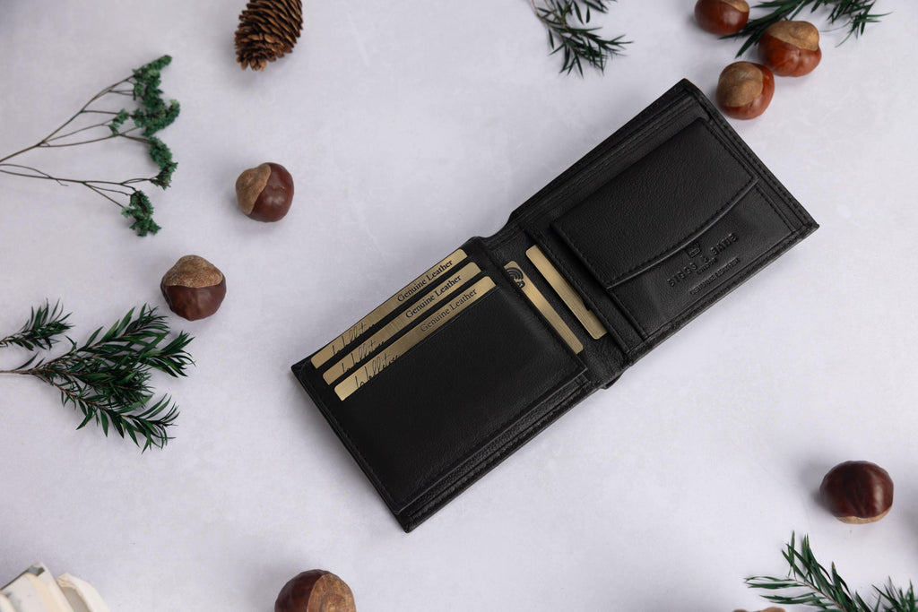 Personalised Men's Wallet, Genuine Soft Black Leather Wallet, Personalized engraved Father's Day Gift for him, Boyfriend, Dad, Birthday Gift