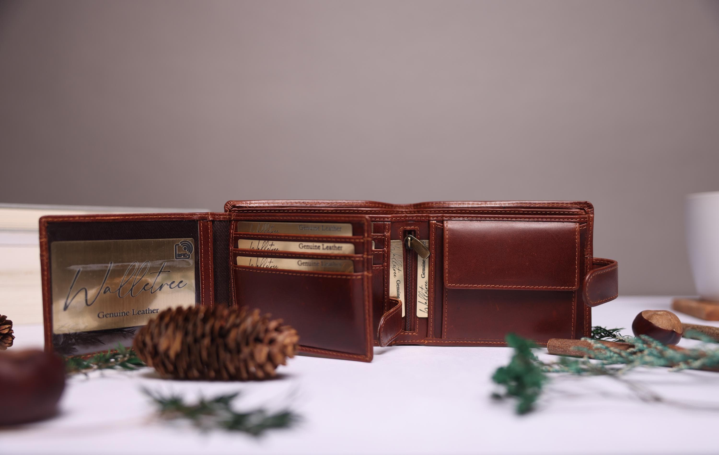 Personalised Men's Bifold Wallet, Brown Real Leather Wallet Personalized Engraved Father's Day Gift for Boyfriend, Anniversary Gift for Dad