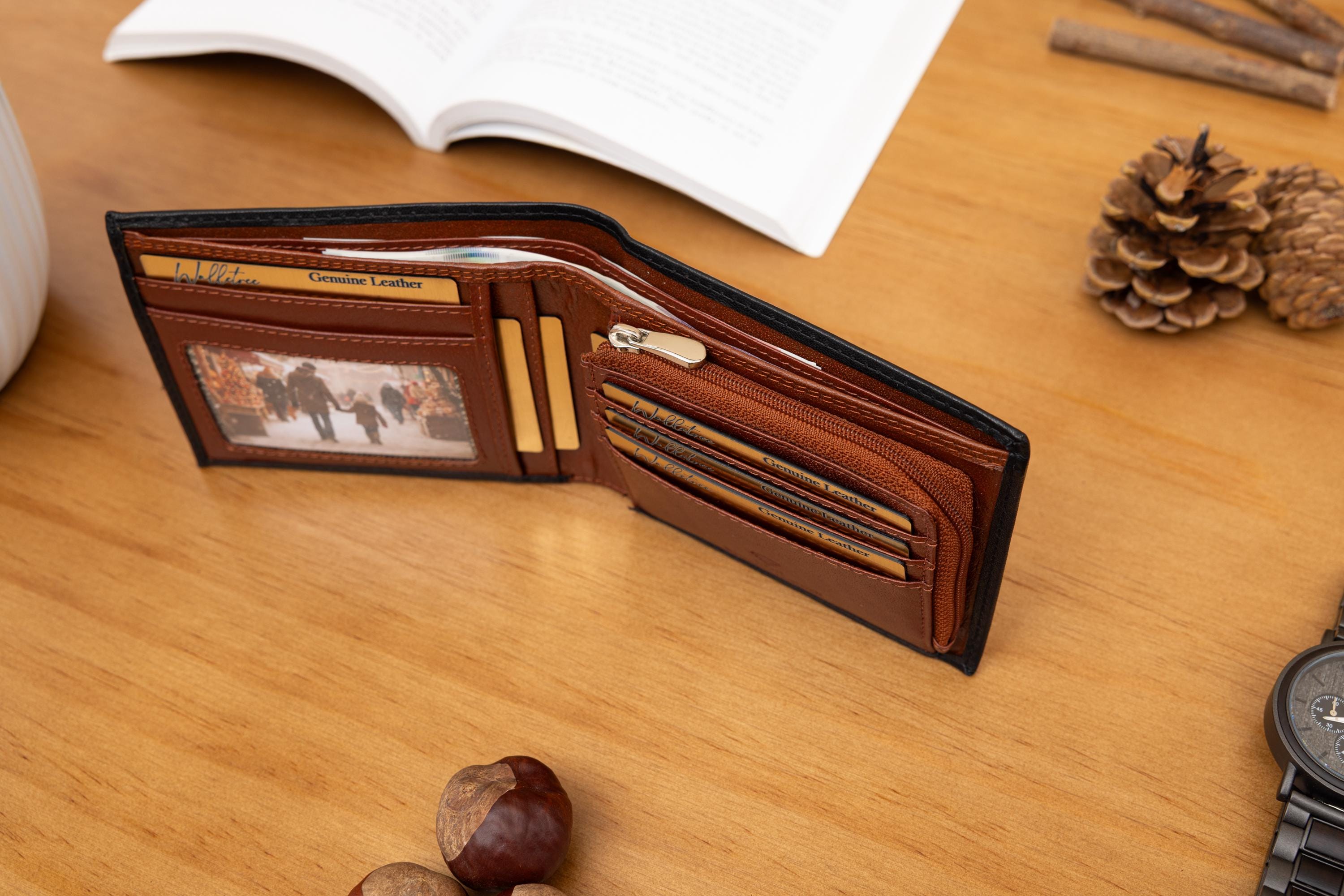 Personalised Big Zip Coin Leather Wallet, Men's Wallet, Engraved Wallet, Custom Wallet, Father's Day Gift for Him, Dad, Boyfriend, Husband