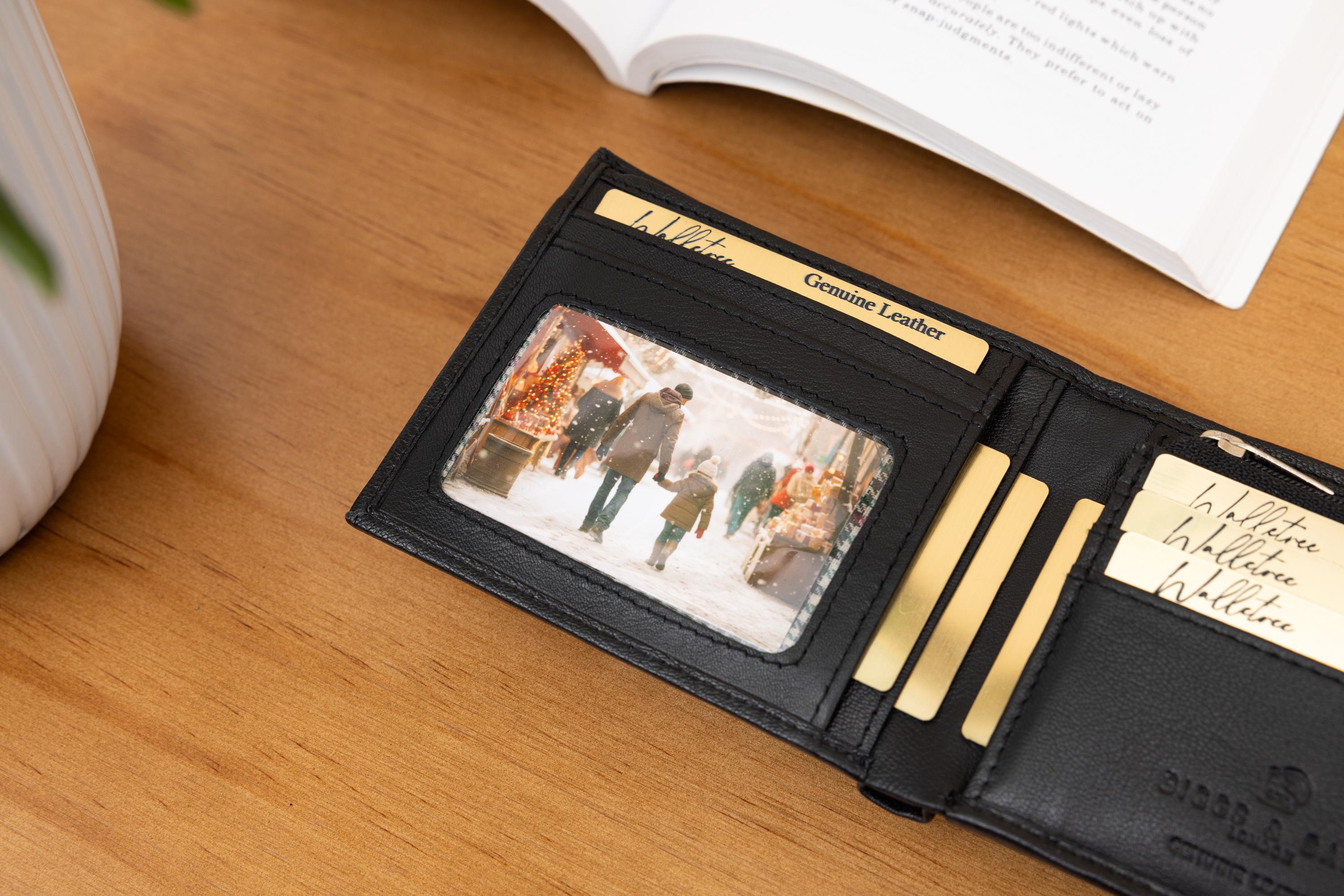 Personalised Wallet, Men's Black Wallet, Engraved Leather Wallet, Custom Wallet, Father's Day Gift for Him, Men, Dad, Husband, Boyfriend