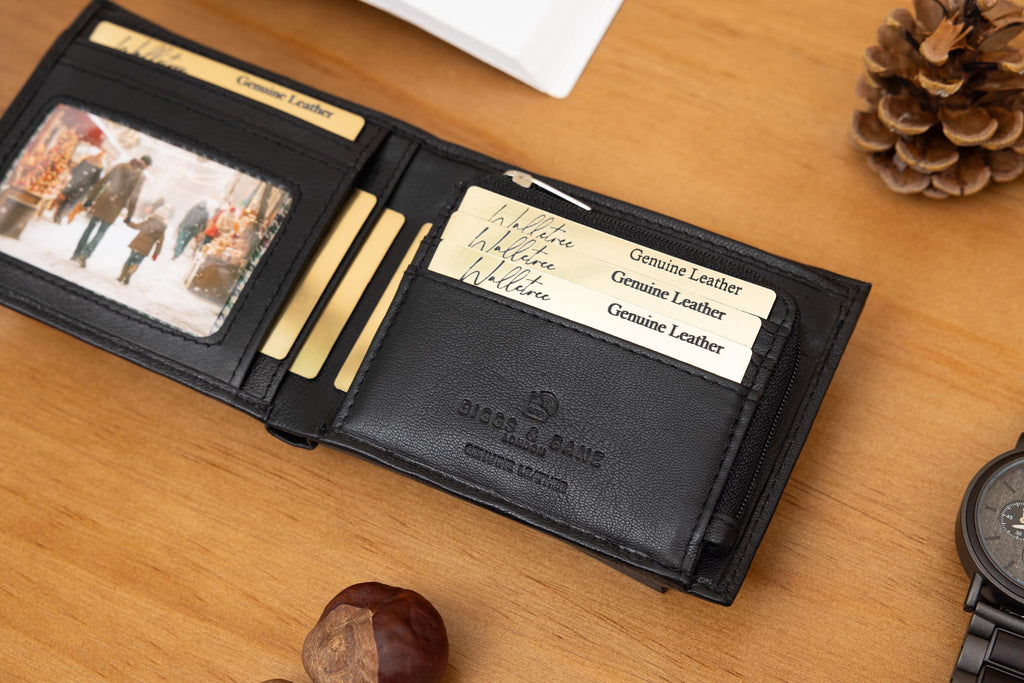 Personalised Wallet, Men's Black Wallet, Engraved Leather Wallet, Custom Wallet, Father's Day Gift for Him, Men, Dad, Husband, Boyfriend