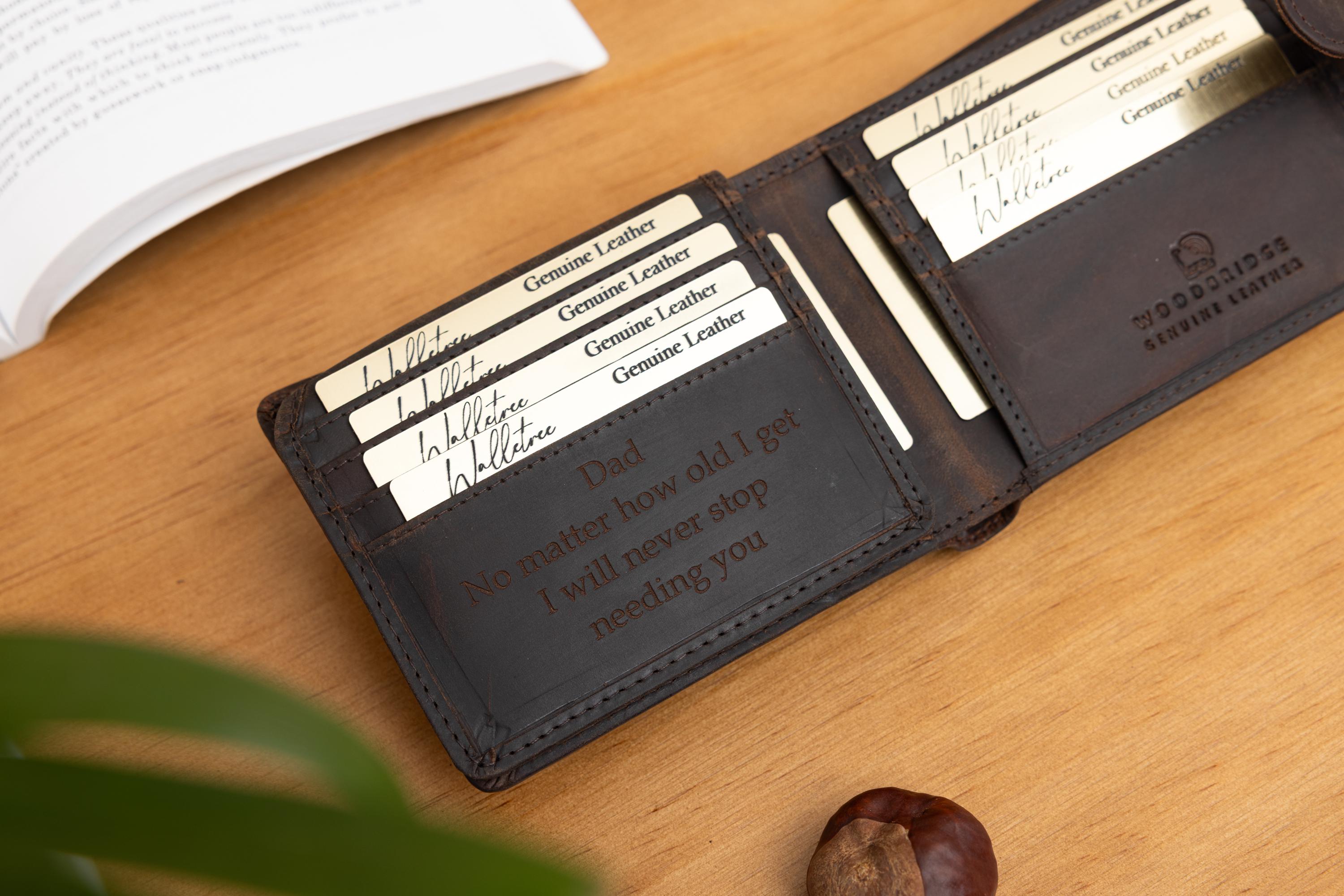 Personalized Leather Wallet, Bifold Brown Real Leather Wallet, Personalised Custom Engraved Gift for Boyfriend, Husband, Father's Day Gift