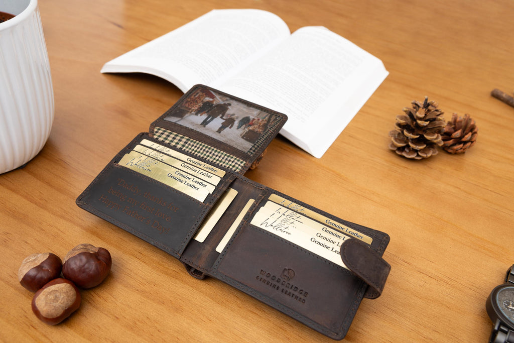 Personalized Leather Wallet, Bifold Brown Real Leather Wallet, Personalised Custom Engraved Gift for Boyfriend, Husband, Father's Day Gift
