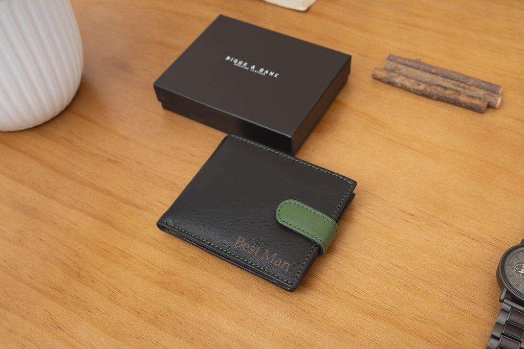 Personalised Engraved Men's Wallet, Genuine Soft Black Engraved Leather Wallet, Personalized Father's Day Gift for Dad, Boyfriend, Husband