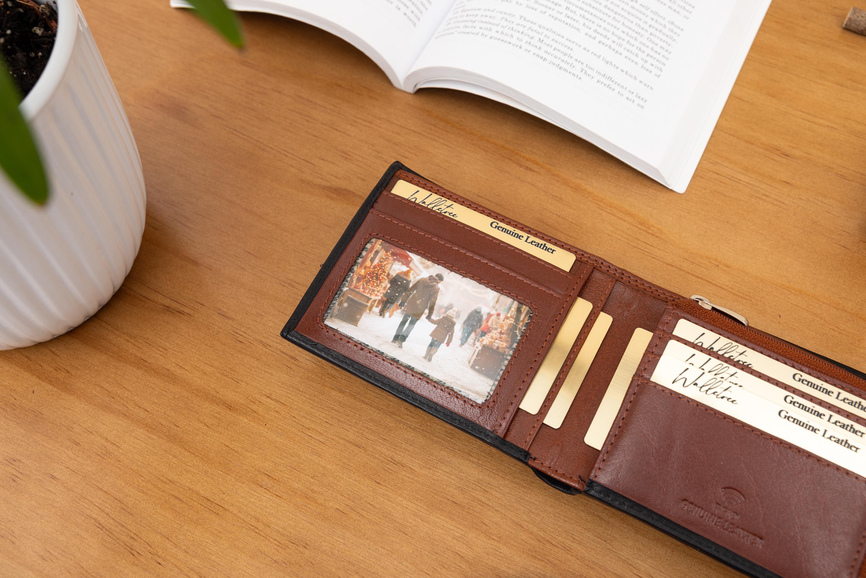 Personalised Big Zip Coin Leather Wallet, Men's Wallet, Engraved Wallet, Custom Wallet, Father's Day Gift for Him, Dad, Boyfriend, Husband