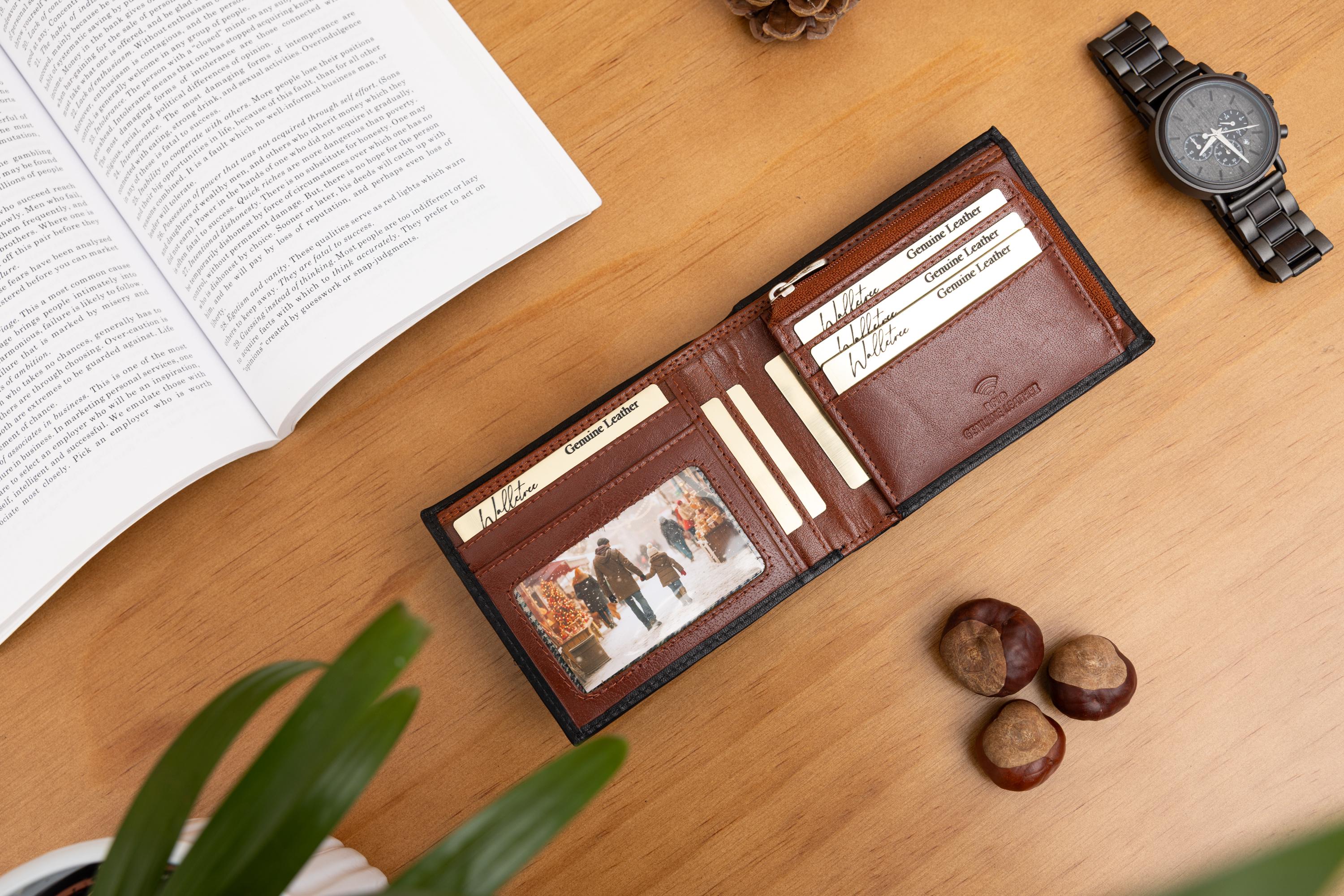 Personalised Big Zip Coin Leather Wallet, Men's Wallet, Engraved Wallet, Custom Wallet, Father's Day Gift for Him, Dad, Boyfriend, Husband