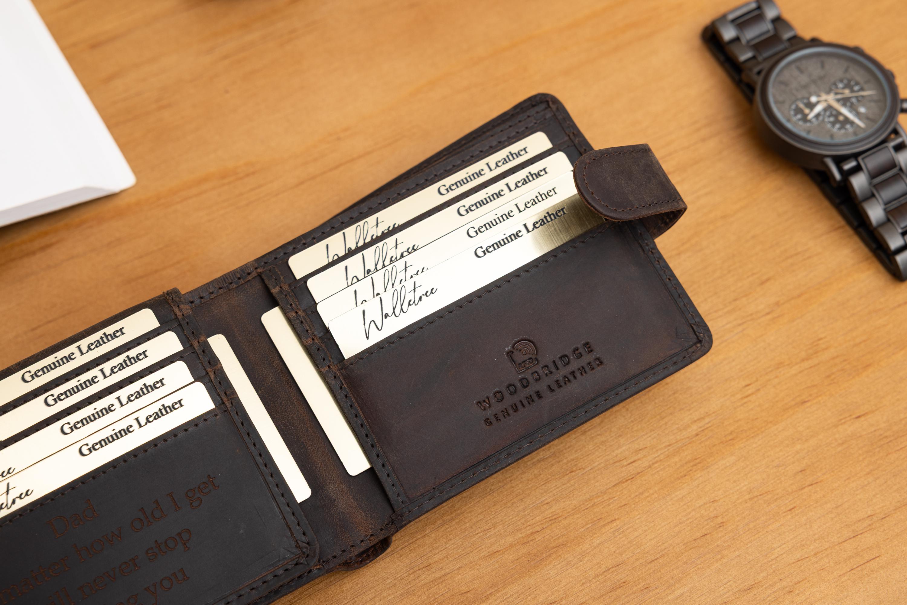 Personalized Leather Wallet, Bifold Brown Real Leather Wallet, Personalised Custom Engraved Gift for Boyfriend, Husband, Father's Day Gift