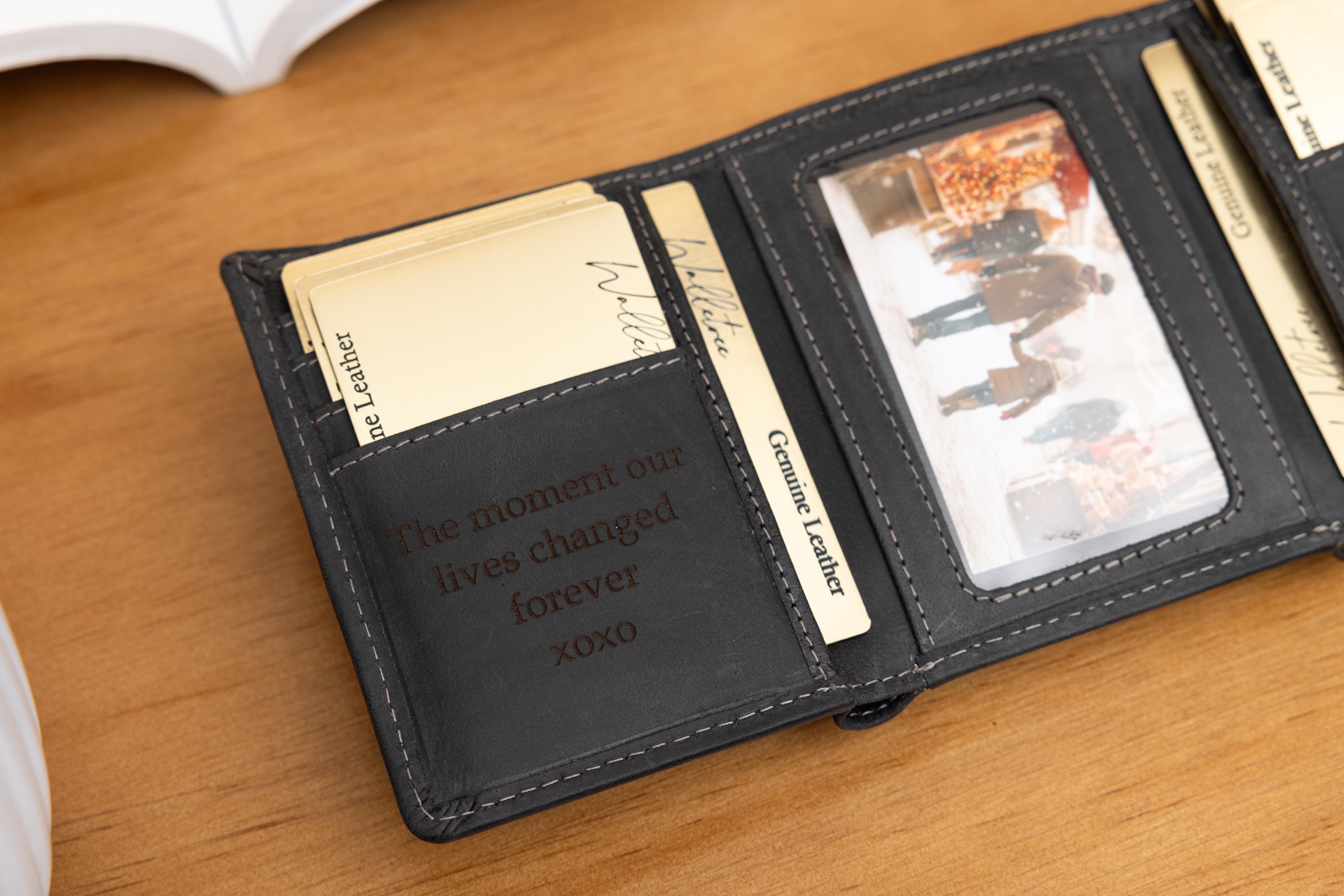 Personalised Custom Engraved Men's Trifold Wallet, Genuine Rustic Brown Leather Wallet, Personalized Father's Day Gift for Dad, Husband, Him